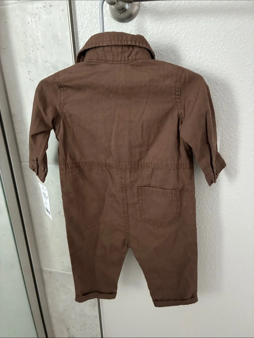 Carter's Brown Long-Sleeve Cotton Romper with Badge Patches